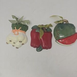 Set of 3 Vintage Fruits 3D Ceramic Wall Art Hanging Decor